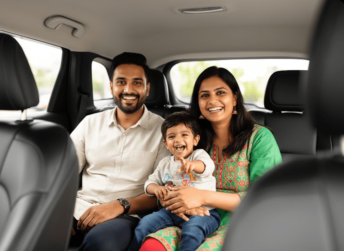 Happy passenger in TaxiBy vehicle