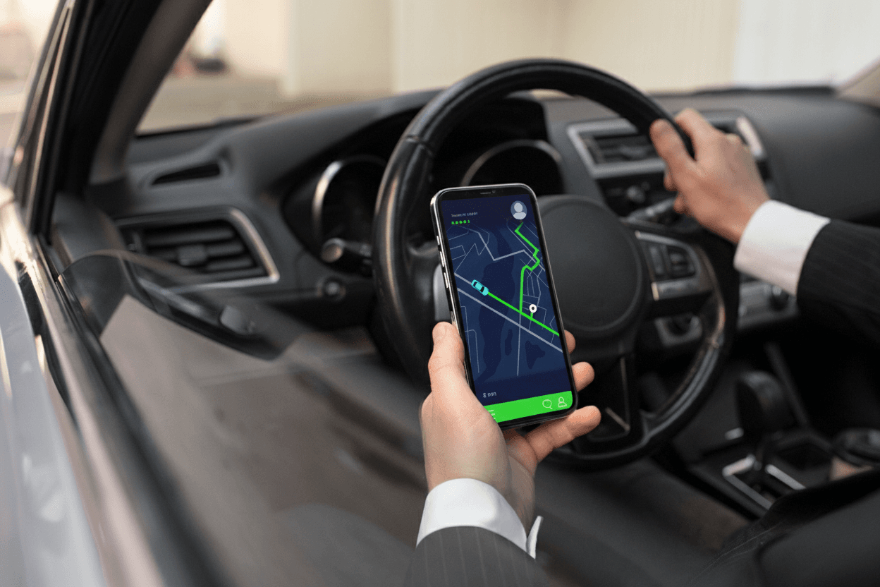 Driver using TaxiBy app